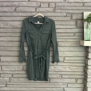 Utility long sleeve shirt dress